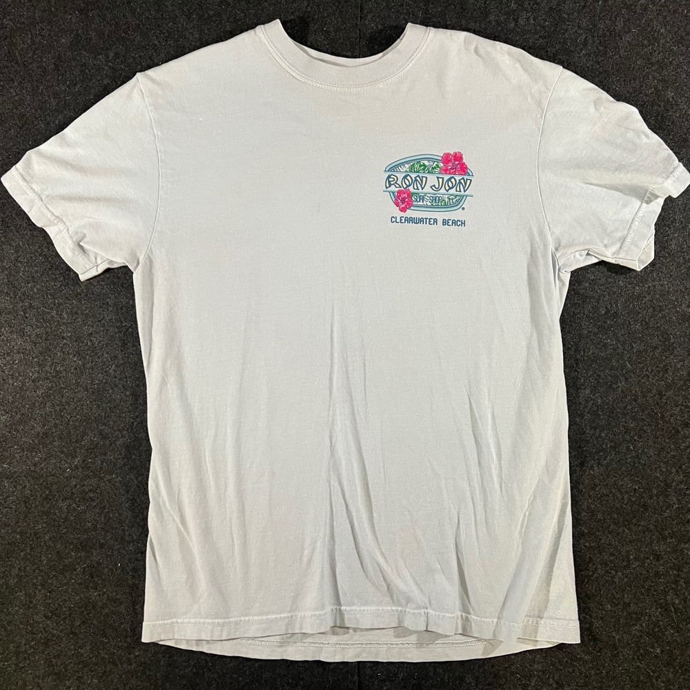 Ron Jon Surf Shop T-Shirt Mens Medium Blue Clearwater Beach Florida Hibiscus